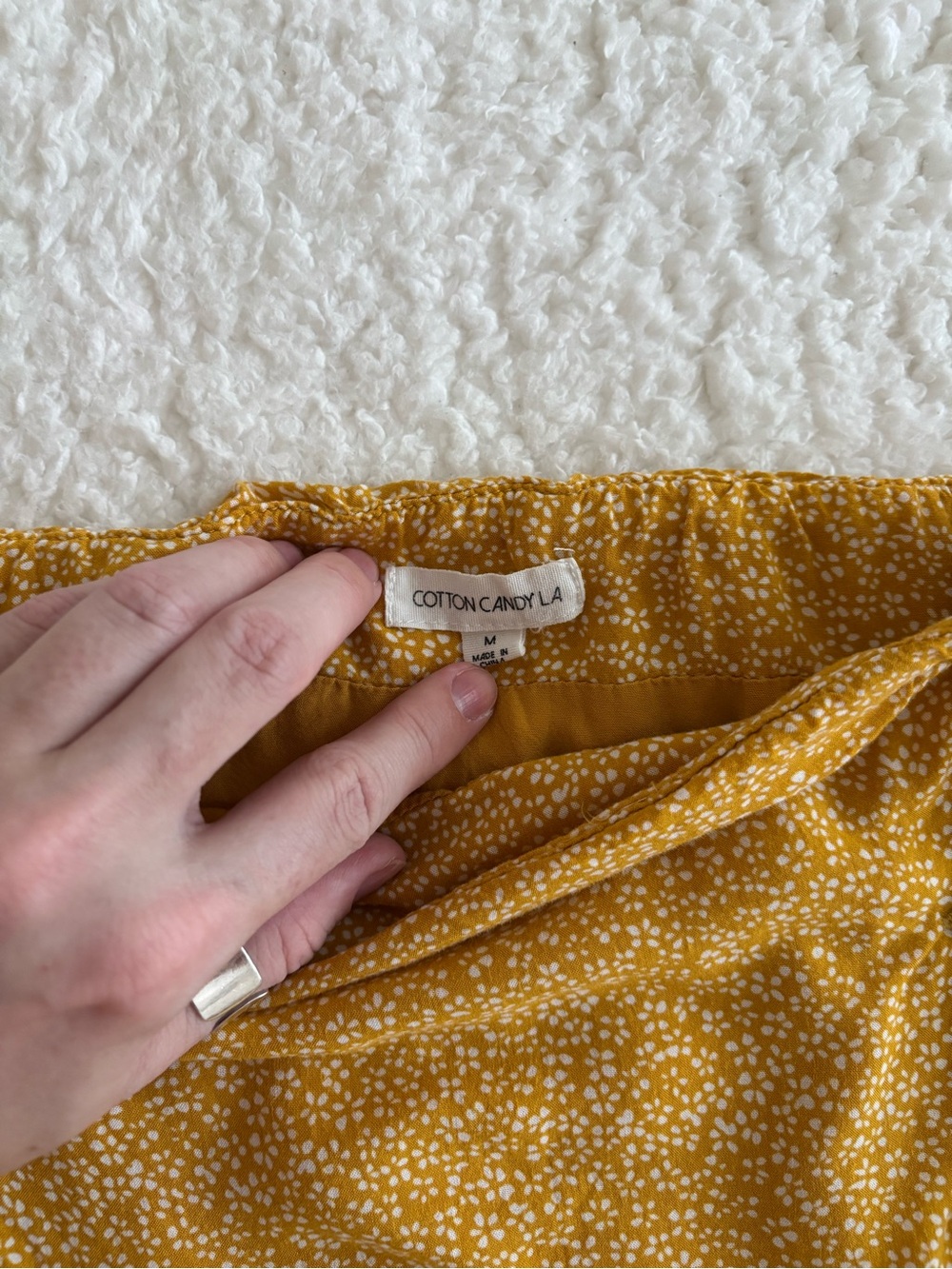 Cotton Candy LA Mustard Yellow Ditsy Floral Button-Front Skirt Size M - Picture 3 of 8